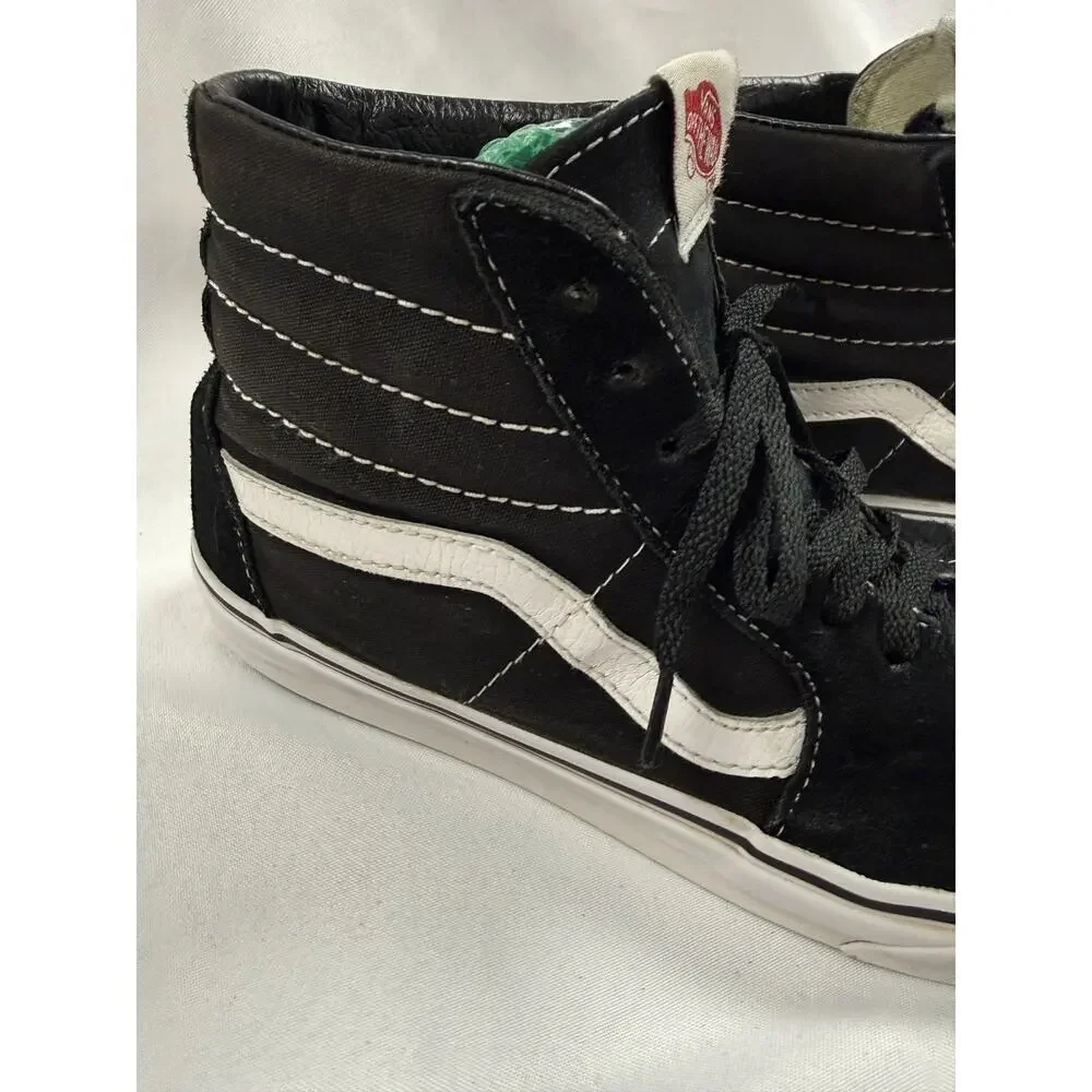 Vans Sk8 Hi Black White Stripe High Top Skate Shoes Mens 8.5 Womens 10